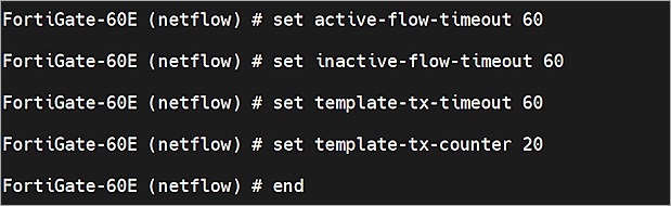 Screenshot of Fortinet, NetFlow Profile 1